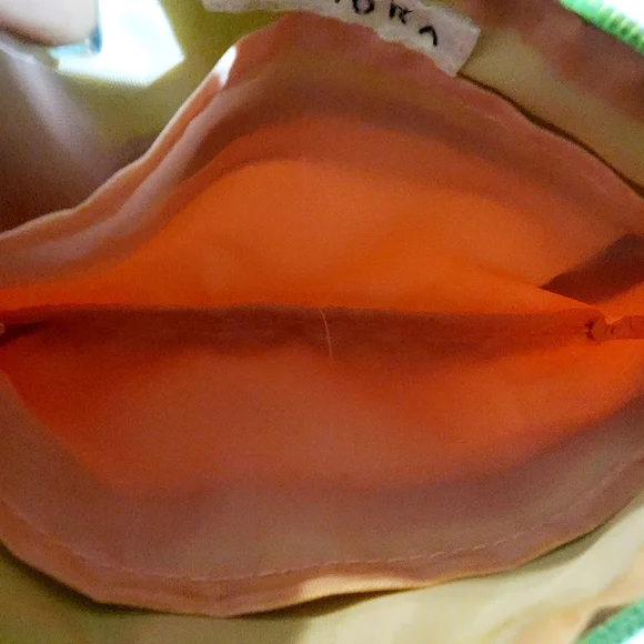 Sephora Ivy green pink stripes divider pocket front pocket signed hardware pouch - Picture 6 of 8